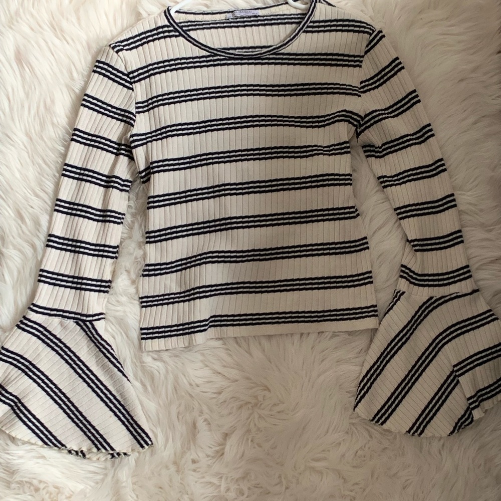 Striped Sweater with Bell Sleeves